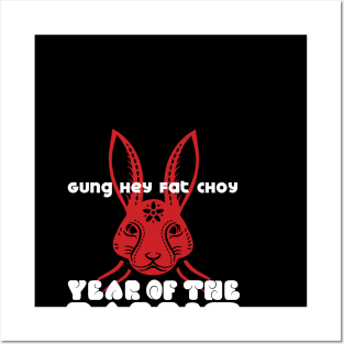 Chinese New Year, Year of the Rabbit 2023, Gung Hay Fat Choy No. 2 on Dark Background Posters and Art